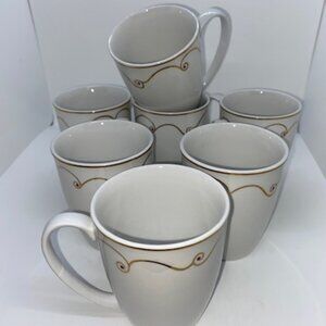 Pier One Holiday Scroll Porcelain Cups Set of 7 Buy 6 Get One Free